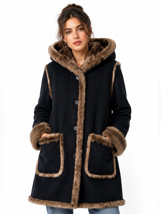 dennis basso Jackets & Blazers - Vintage Reversible Dennis Basso Hooded Duffle Coat Rich Brown M